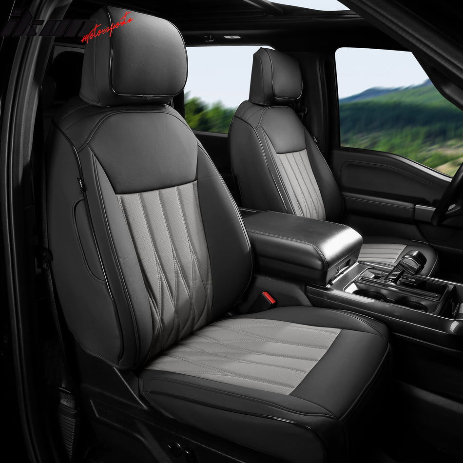2021-2026 Ford F150 22-25 F250-F450 Crew Front Seat Covers Black& Gray