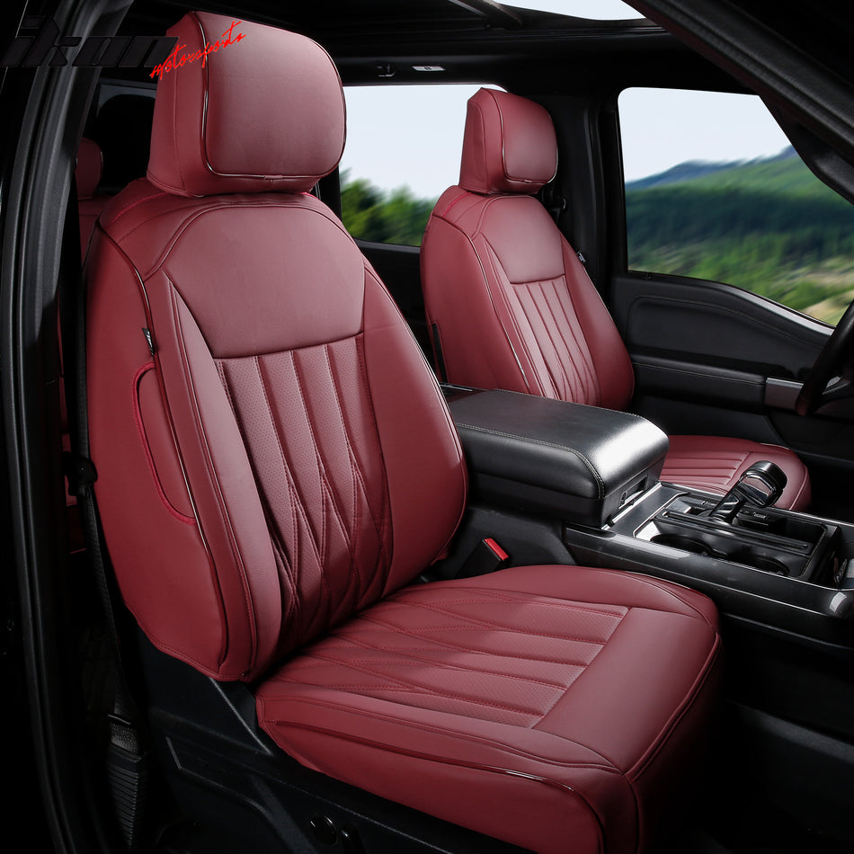 2021-2026 Ford F150 22-25 F250 F350 F450 Crew Cab Front Seat Cover Red