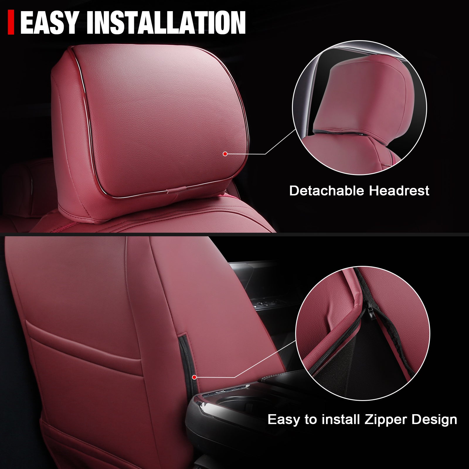 Fits 21-26 Ford F-150 22-26 F-250 F-350 F-450 Crew Cab Front Row Seat Covers Red