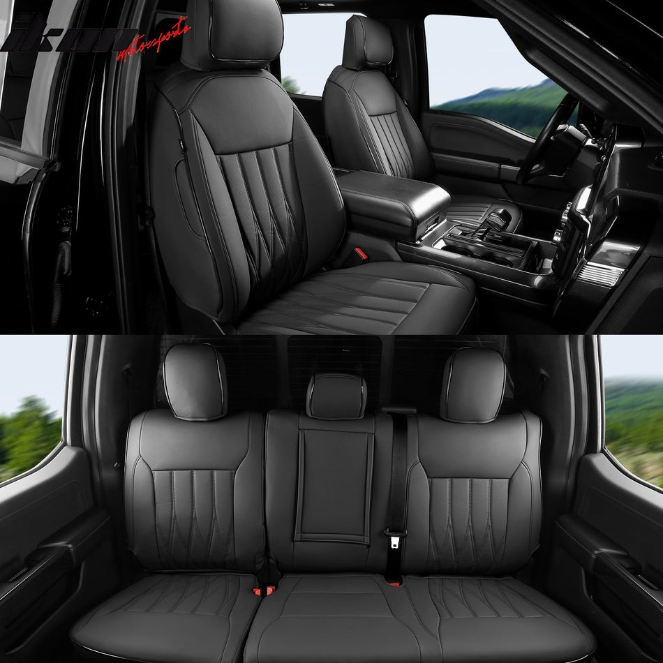 2021-2026 Ford F150 22-25 F250 F350 F450 Crew Cab Seat Covers Black