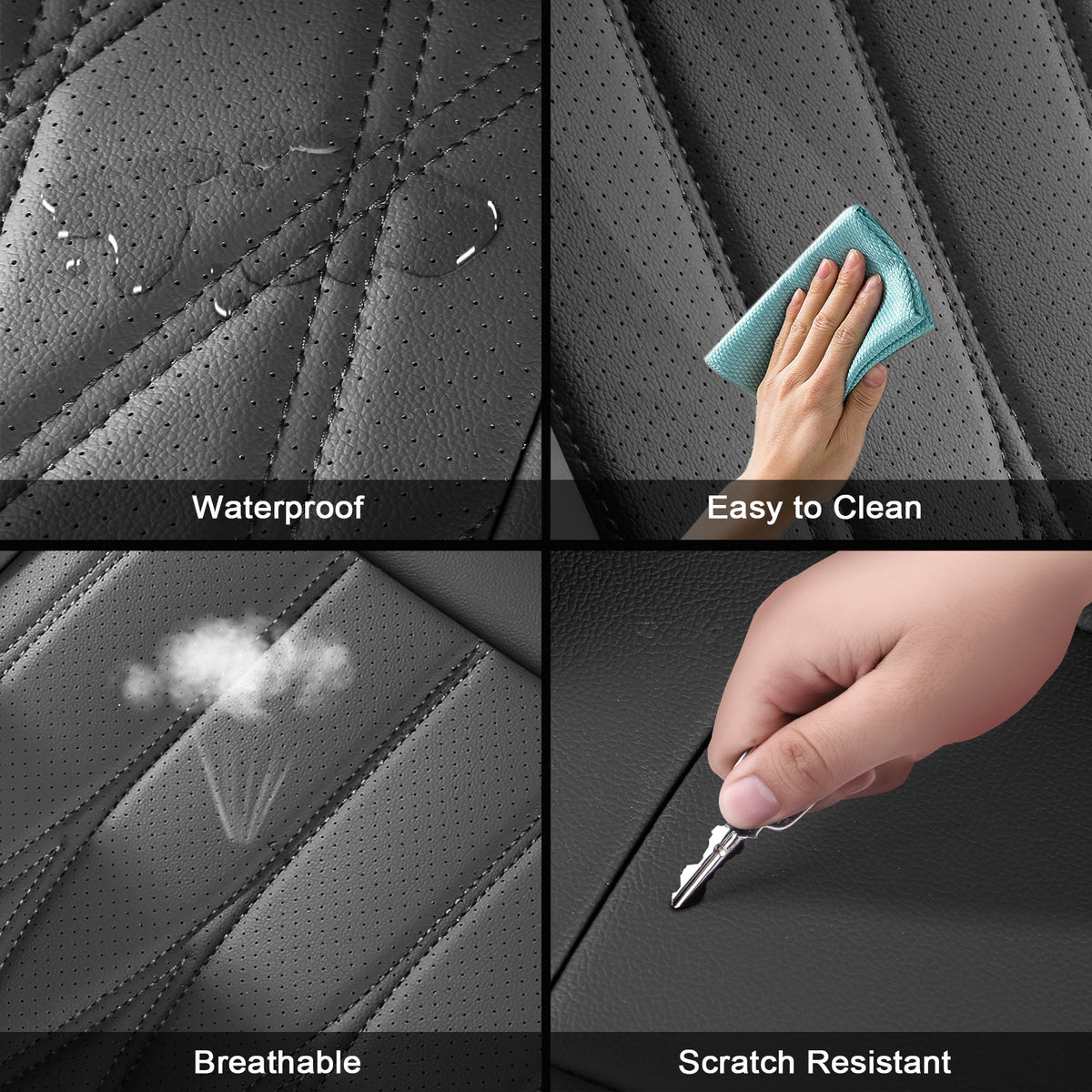 Fits 21-26 Ford F150 22-26 F250 F350 F450 Crew Cab Seat Covers Full Set Black