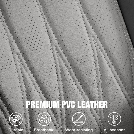 For 21-26 Ford F150 22-26 F250 F350 F450 Crew Cab Seat Cover Full Set Black&Gray