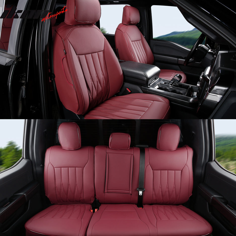 2021-2026 Ford F150 22-25 F250 F350 F450 Crew Seat Covers Full Set Red
