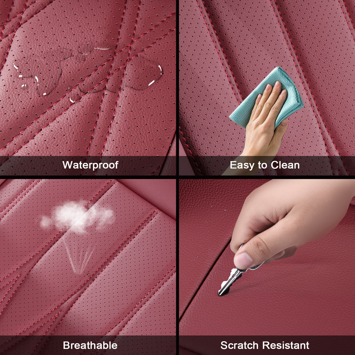 Fits 21-26 Ford F-150 22-26 F-250 F-350 F-450 Crew Cab Seat Covers Full Set Red