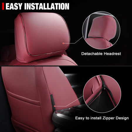 Fits 21-26 Ford F-150 22-26 F-250 F-350 F-450 Crew Cab Seat Covers Full Set Red