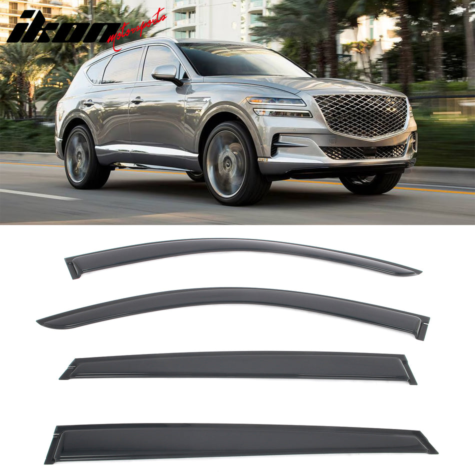 2021-2026 Genesis GV80 Smoke Window Visors Vent Rain Guards Acrylic