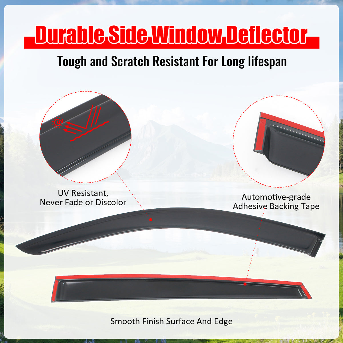 Fits 21-26 Genesis GV80 Window Visors Vent Rain Sun Guards Deflectors Tape-On