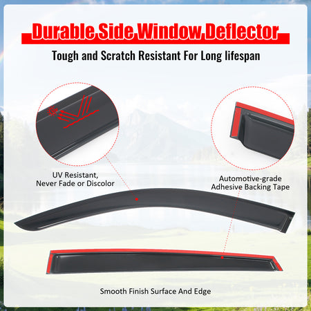 Fits 21-26 Genesis GV80 Window Visors Vent Rain Sun Guards Deflectors Tape-On