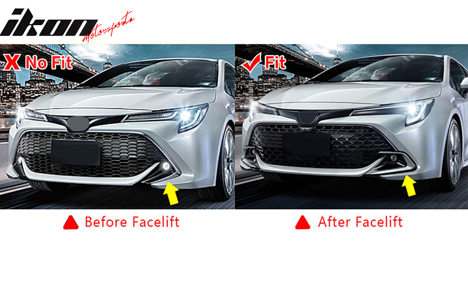 IKON MOTORSPORTS Front Bumper Lip + 2PCS Front Side Canards, Compatible with 2023-2025 Toyota Corolla Auris 3rd E210 5-Door Hatchback, Matte Black Air Dam Chin Spoiler Protector Splitter