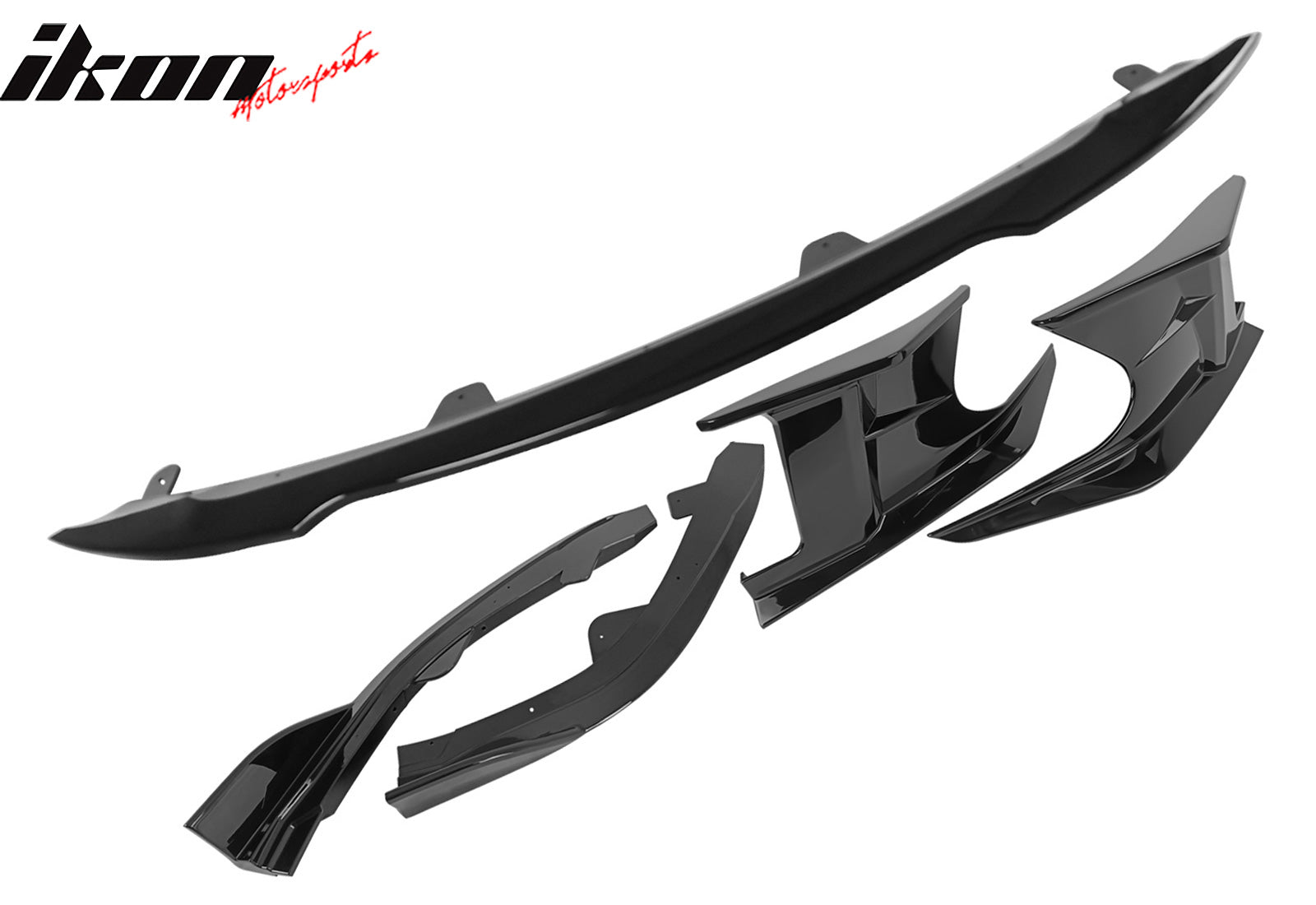 Fits 23-25 Toyota Corolla Auris 3PC Front Bumper Lip 2PC Side Canard Gloss Black