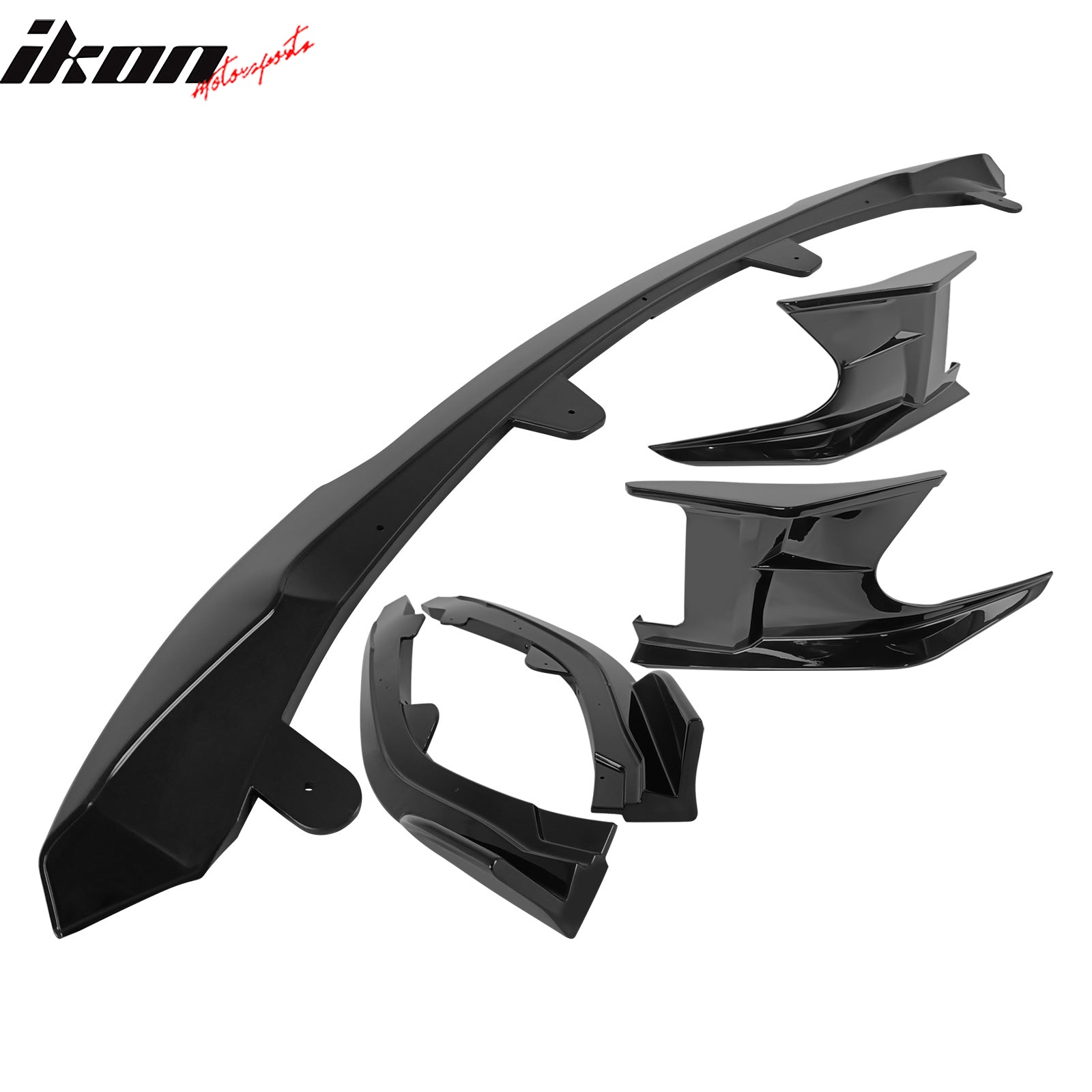 Fits 23-25 Toyota Corolla Auris 3PC Front Bumper Lip 2PC Side Canard Gloss Black