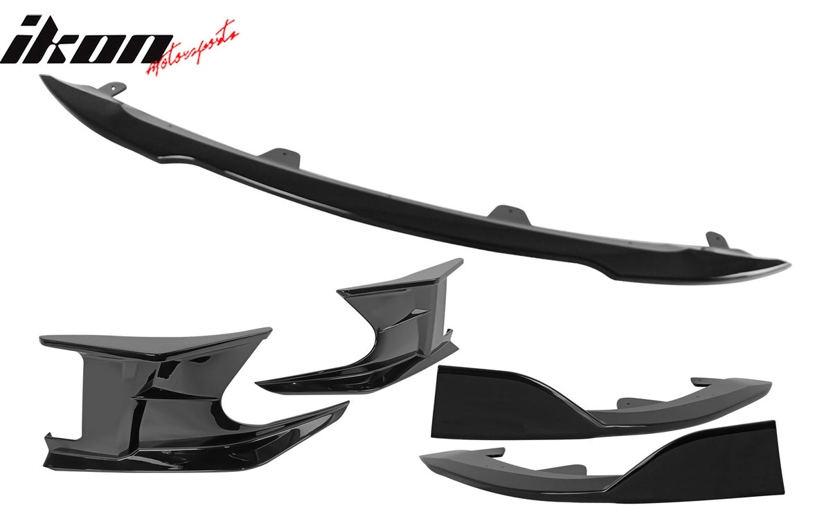 Fits 23-25 Toyota Corolla Auris 3PC Front Bumper Lip 2PC Side Canard Gloss Black