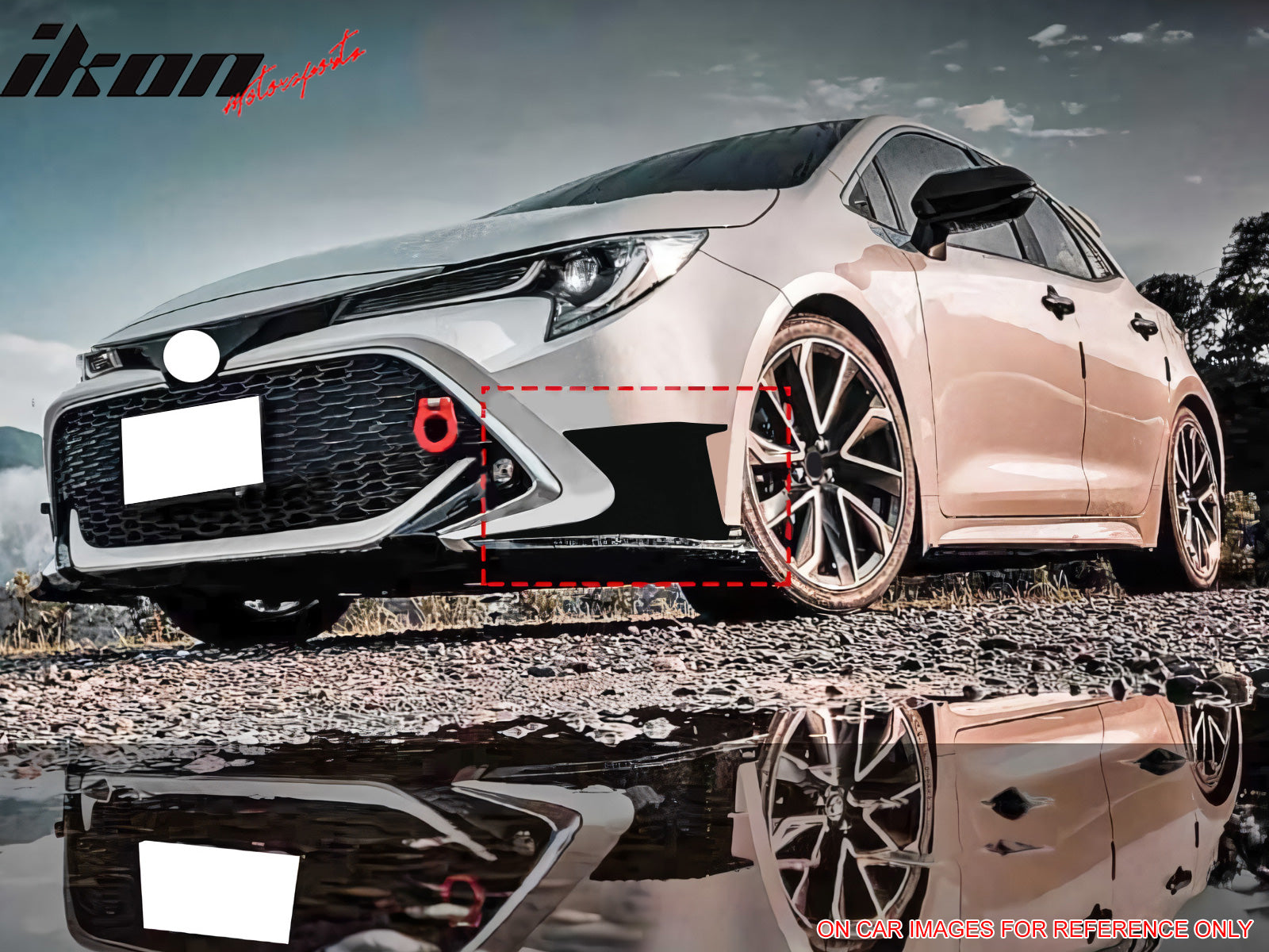 IKON MOTORSPORTS 3PCS Front Bumper Lip + 2PCS Front Side Canards, Compatible with 2023-2025 Toyota Corolla Auris 3rd E210 5-Door Hatchback, Matte Black Air Dam Chin Spoiler Protector Splitter