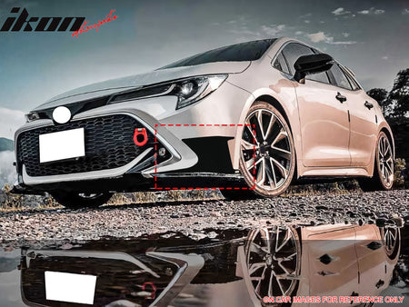 IKON MOTORSPORTS 3PCS Front Bumper Lip + 2PCS Front Side Canards, Compatible with 2023-2025 Toyota Corolla Auris 3rd E210 5-Door Hatchback, Matte Black Air Dam Chin Spoiler Protector Splitter