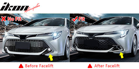 Fits 23-25 Toyota Corolla Auris 3PC Front Bumper Lip 2PC Side Canard Matte Black