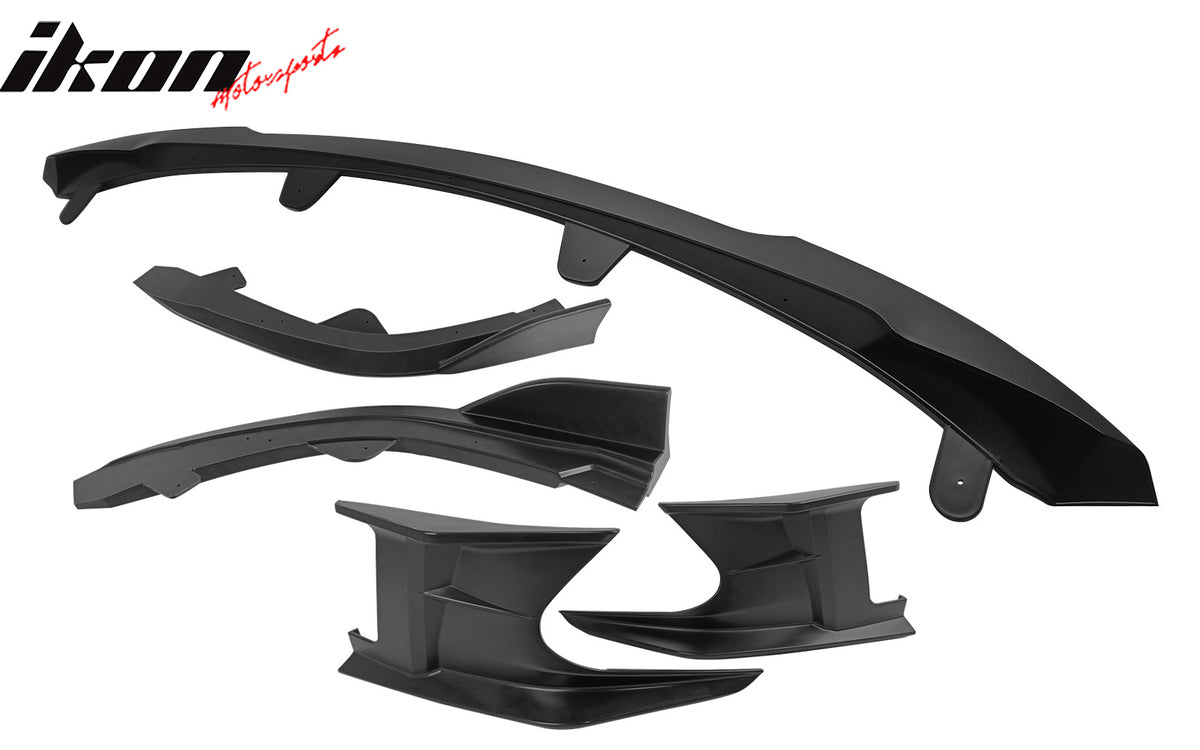 Fits 23-25 Toyota Corolla Auris 3PC Front Bumper Lip 2PC Side Canard Matte Black