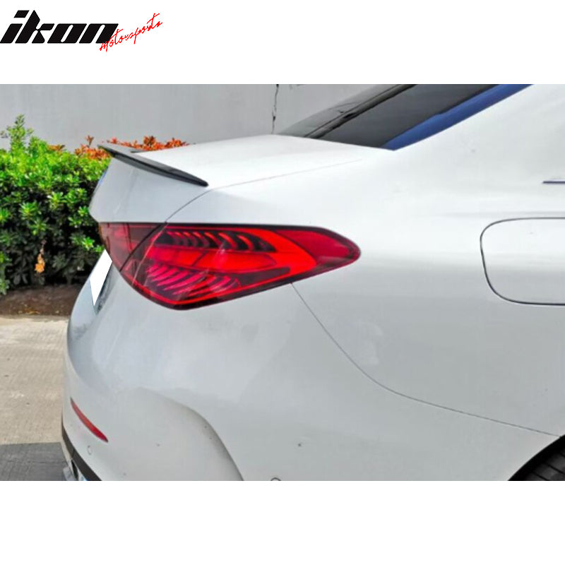 IKON MOTORSPORTS,Rear Trunk Spoiler Compatible With 2022-2025 Mercedes-Benz W206 C-Class Sedan 4-Door, Gloss Black AMG Style Real Carbon Fiber CF Rear Trunk Deck Lid Spoiler Wing