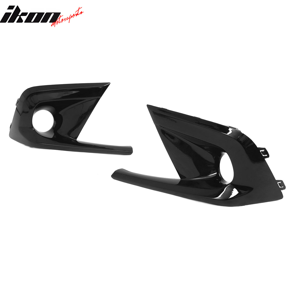 Fits 22-24 Honda Civic Round Holes Fog Light Bezels OE Style Covers Gloss Black