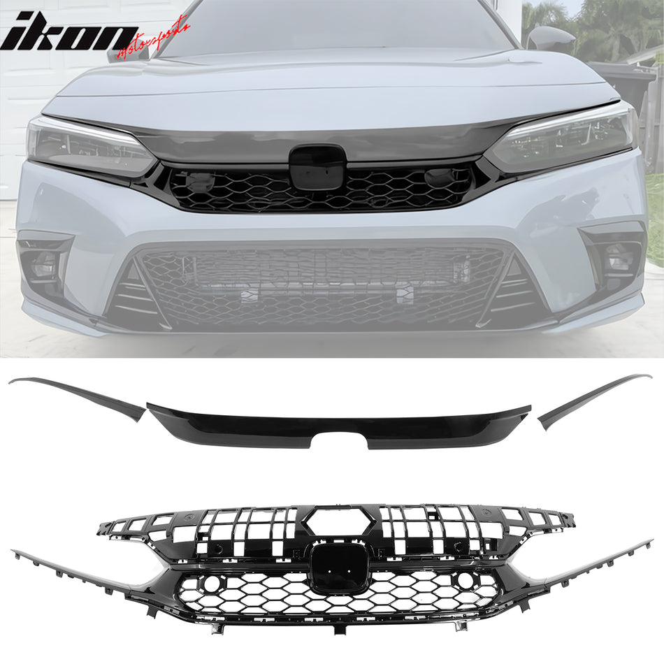 2022-2024 Honda Civic Sedan Type R Gloss Black Front Bumper Grille ABS