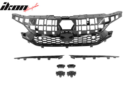 Fits 22-24 Honda Civic Sedan Type R Front Bumper Grille Cover Trim Gloss Black