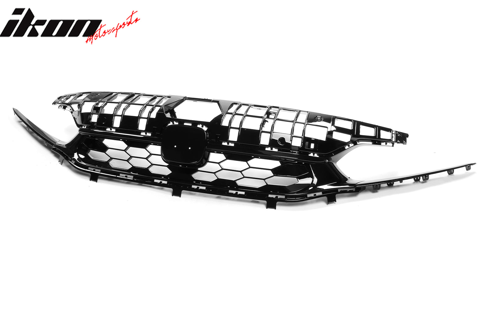 Fits 22-24 Honda Civic Sedan Si Style Front Bumper Grille Cover Trim Gloss Black