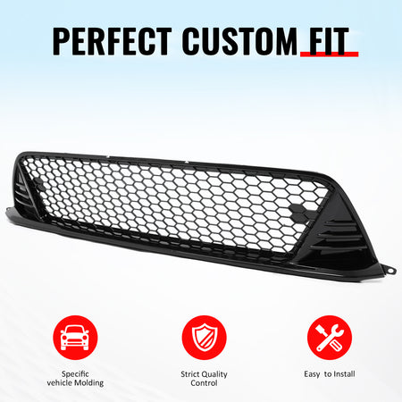 Fits 22-24 Honda Civic Type R Front Grilles Kit + ABS Foglight Bezel Gloss Black