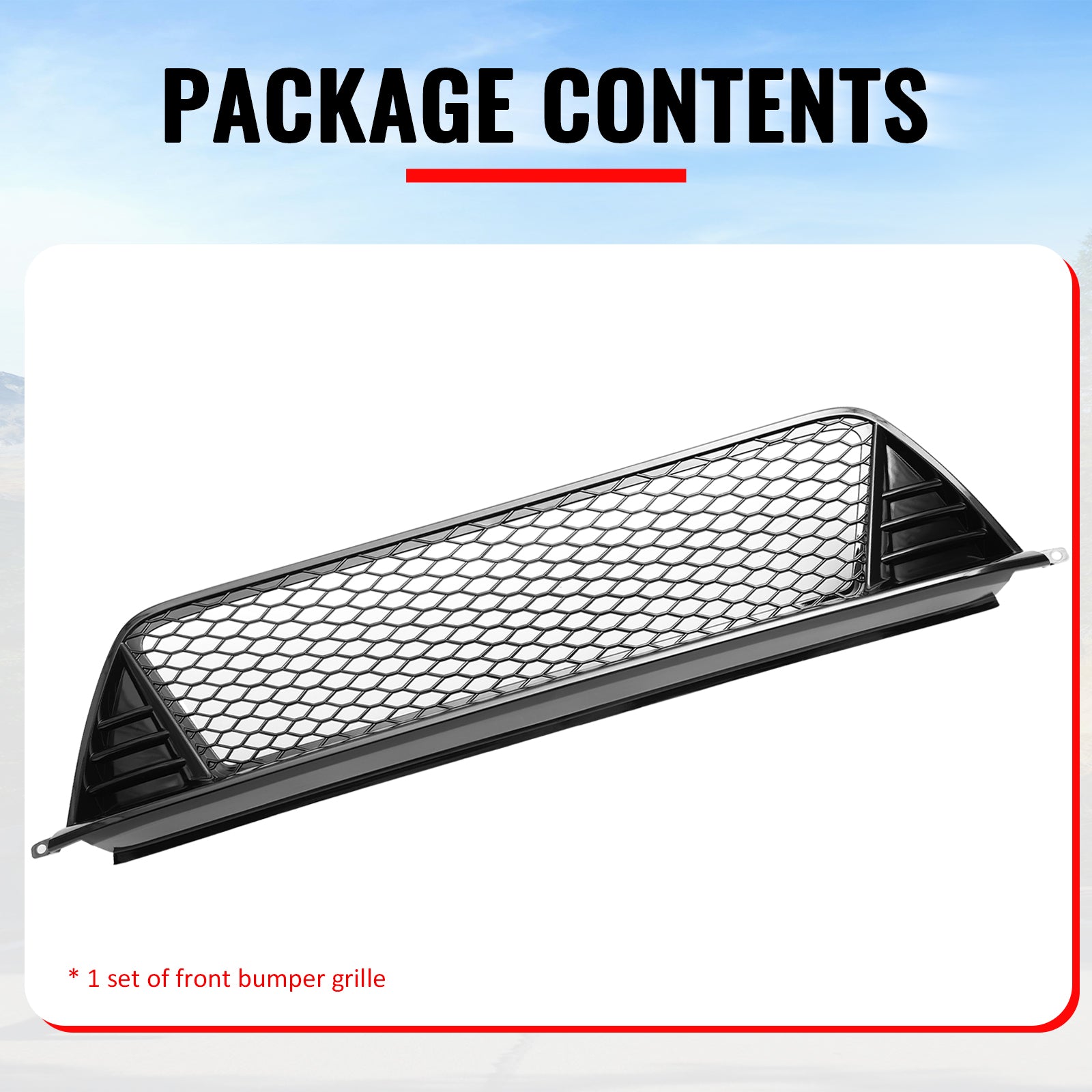 Fits 22-24 Honda Civic Type R Front Grilles Kit + ABS Foglight Bezel Gloss Black