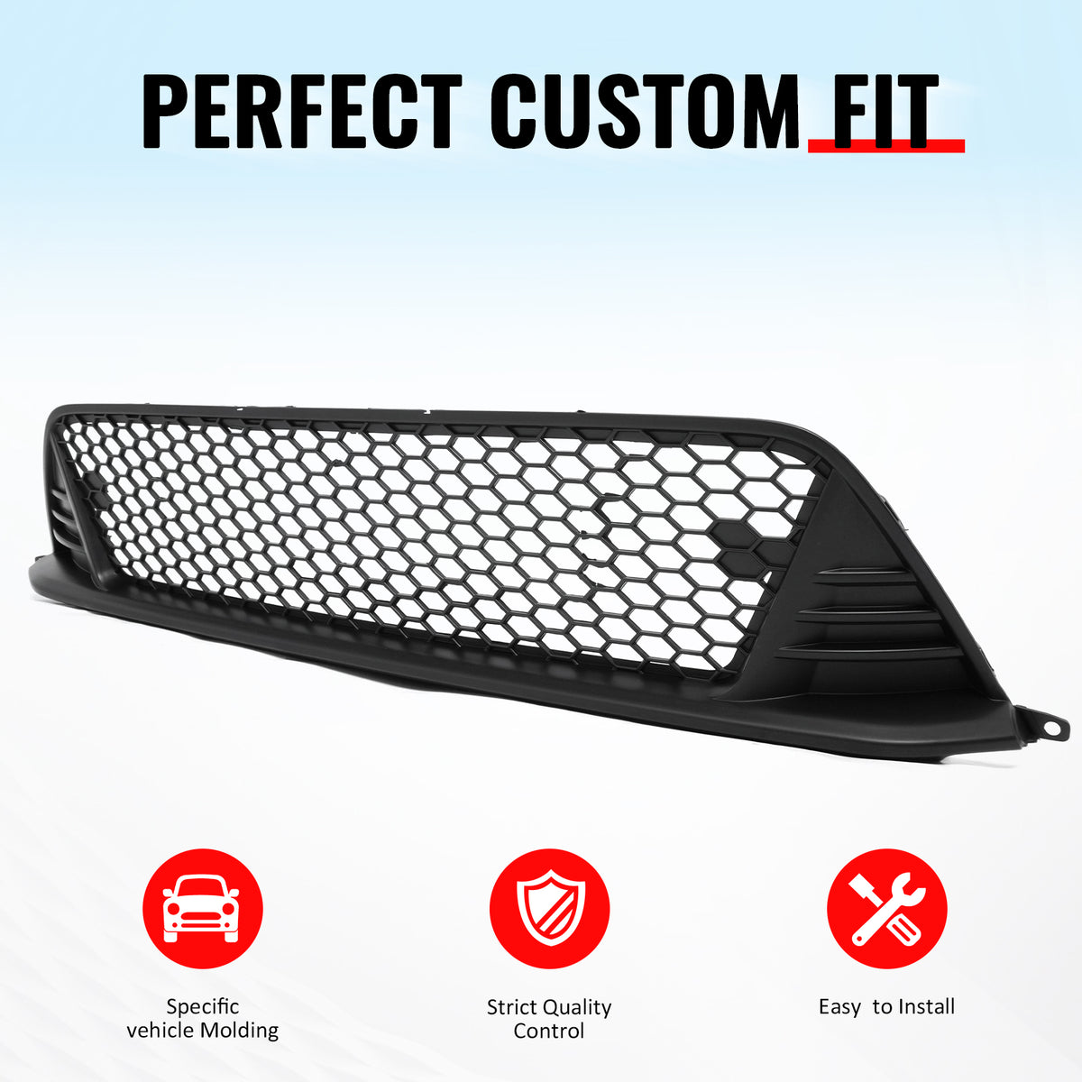 Fits 22-24 Honda Civic Type R Style Front Grille + Foglight Bezels Gloss Black