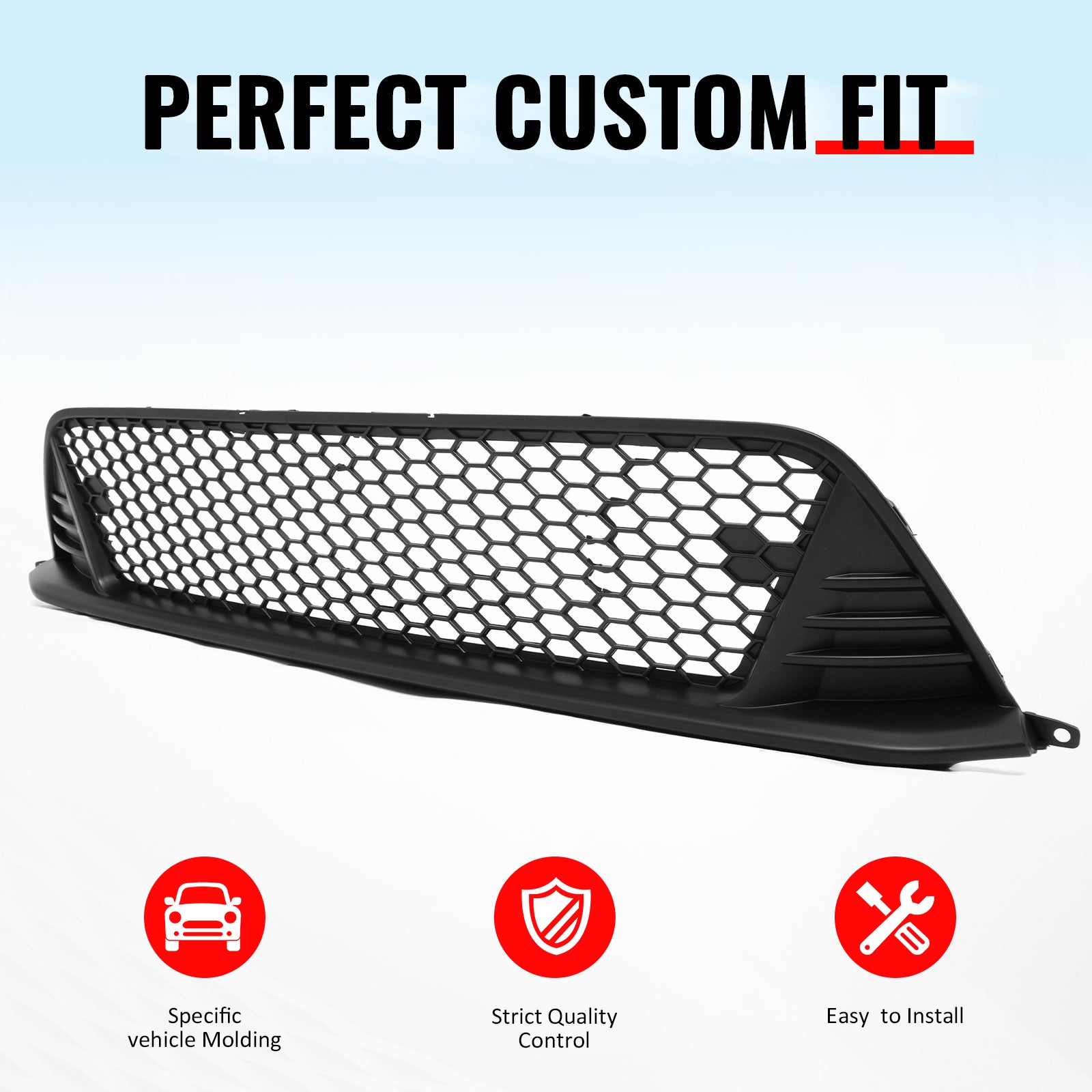 Fits 22-24 Honda Civic Type R Style Front Grille + Foglight Bezels Gloss Black
