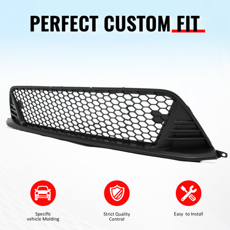 Fits 22-24 Honda Civic Type R Style Front Grille + Foglight Bezels Gloss Black