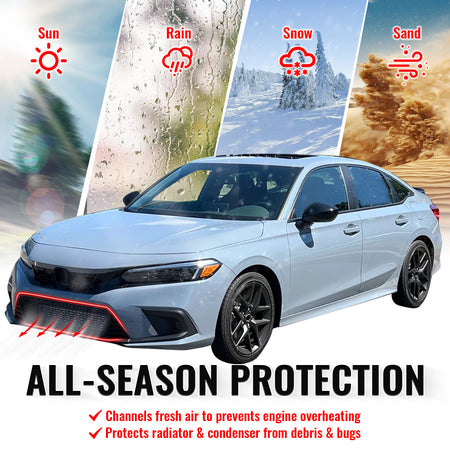 Fits 22-24 Honda Civic Type R Style Front Bumper Lower Grille PP Matte Black