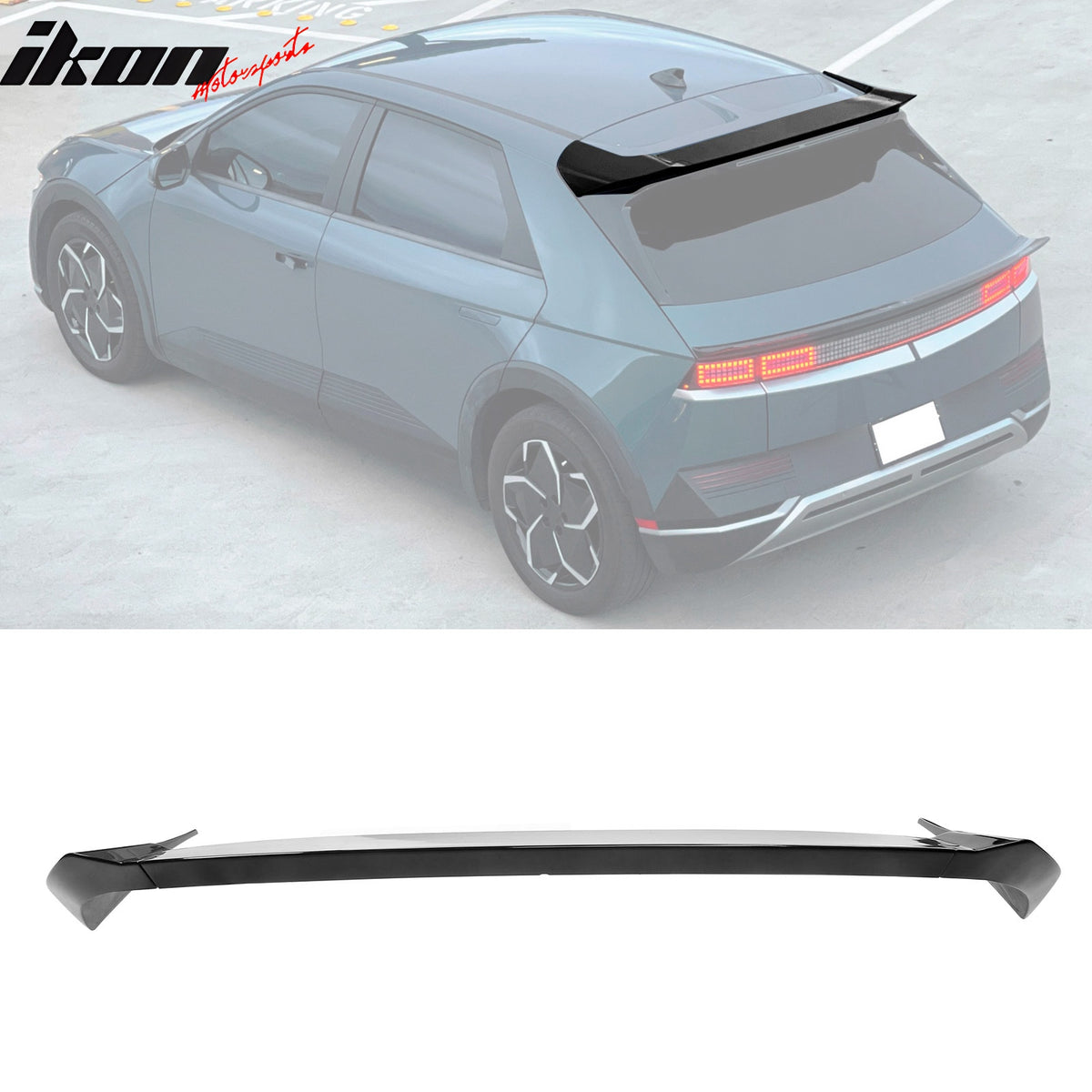Fits 22-24 Hyundai Ioniq 5 Rear Trunk Spoiler + Roof Spoiler Lip Gloss Black ABS