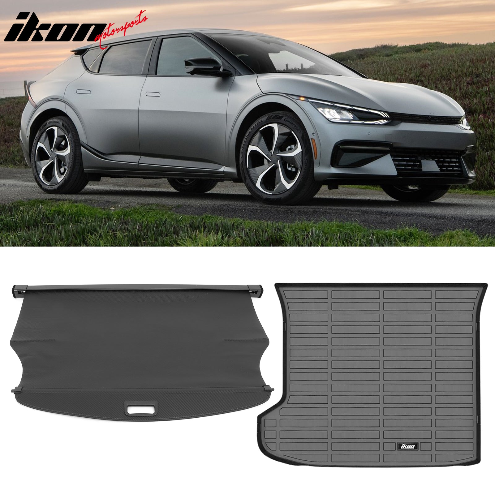 Fits 22-24 Kia EV6 3D Molded TPE Rear Trunk Mat Cargo Liner Pad + Cargo ...