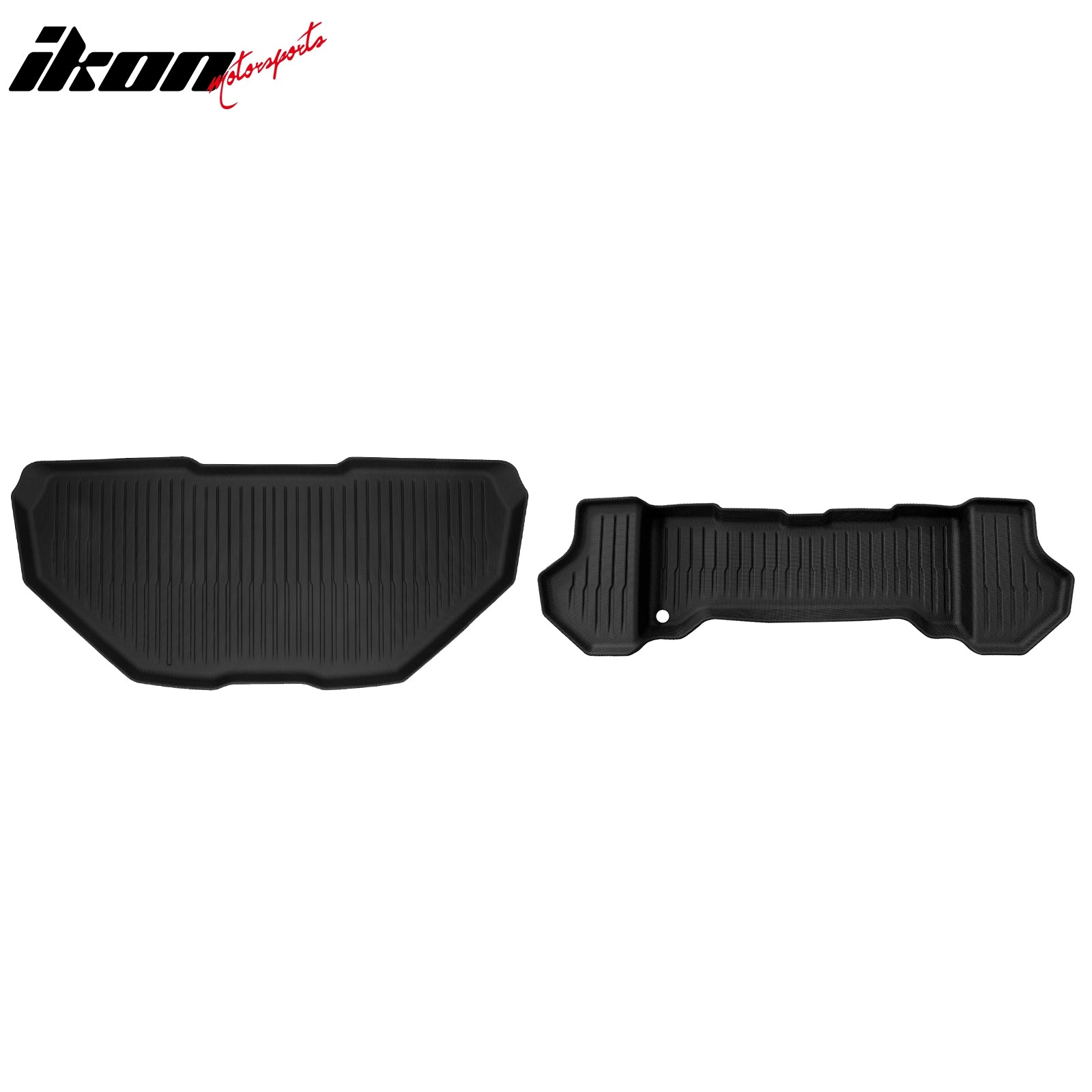 IKON MOTORSPORTS TPE Storage Mat, Compatible with 2022-2026 Rivian R1T and R1S, Custom Fit All Weather Protection Heavy Duty 3D Molded Front Cargo Trunk Tray Mats Protector Liner 2PC, Black