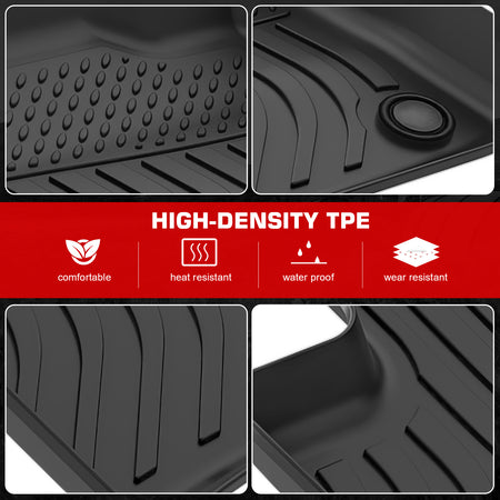 IKON MOTORSPORTS 3D TPE Floor Mats, Compatible with 2022-2024 Volvo C40 Recharge, All Weather Waterproof Non-Slip Floor Liners, Front & 2nd Row Full Set Interior Accessories, Black