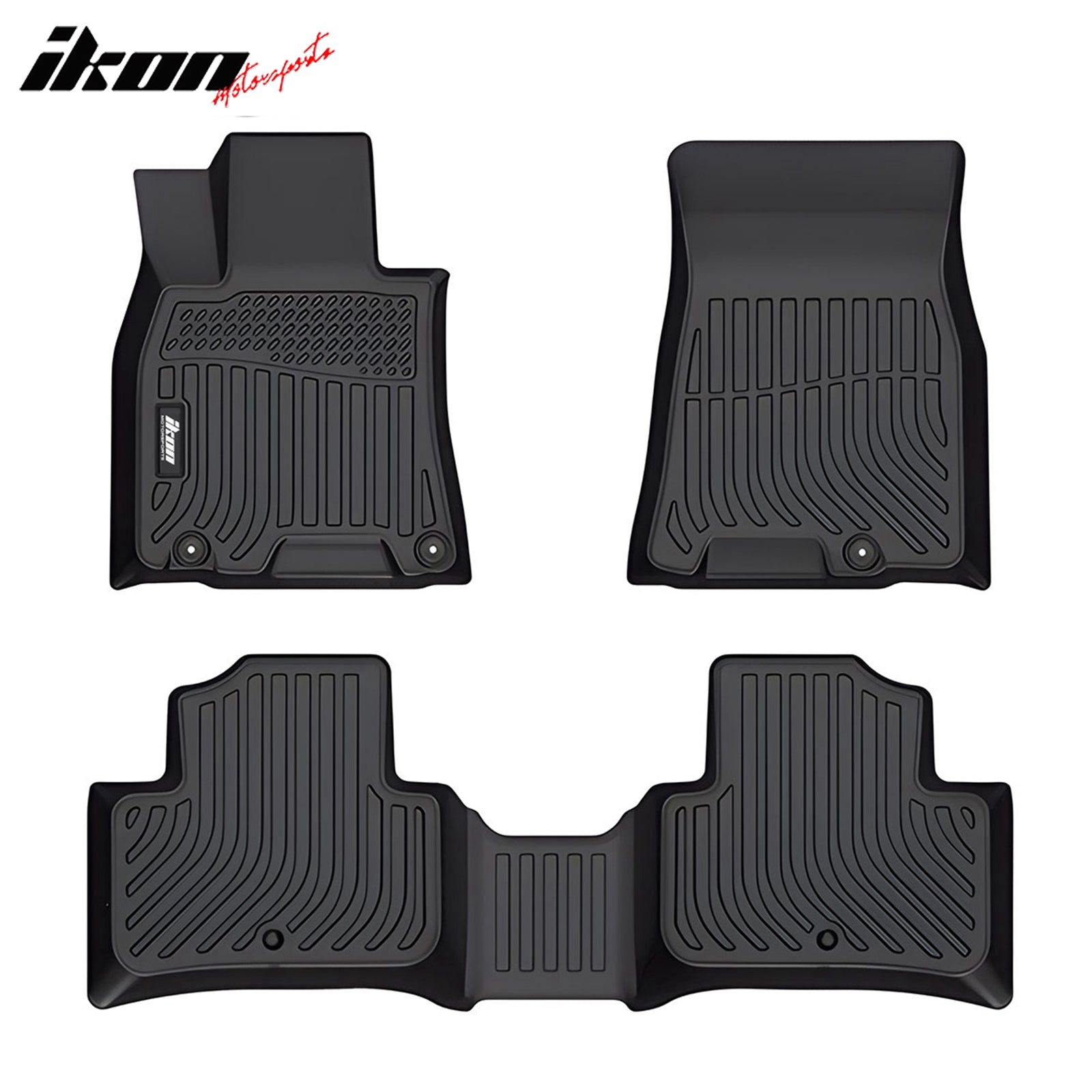 IKON MOTORSPORTS 3D TPE Floor Mats + Trunk Mat, Compatible with 2022-2025 Genesis GV70, Black All Weather Waterproof Anti-Slip Floor Liners, Front & 2nd Row Full Set Car Interior Storage Cover