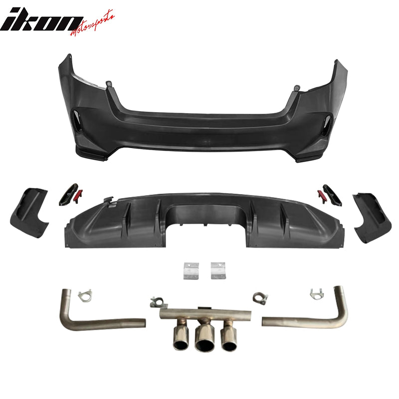Fits 22-26 Civic EX Touring Rear Bumper Type R Style + Diffuser + Exhaust Pipe