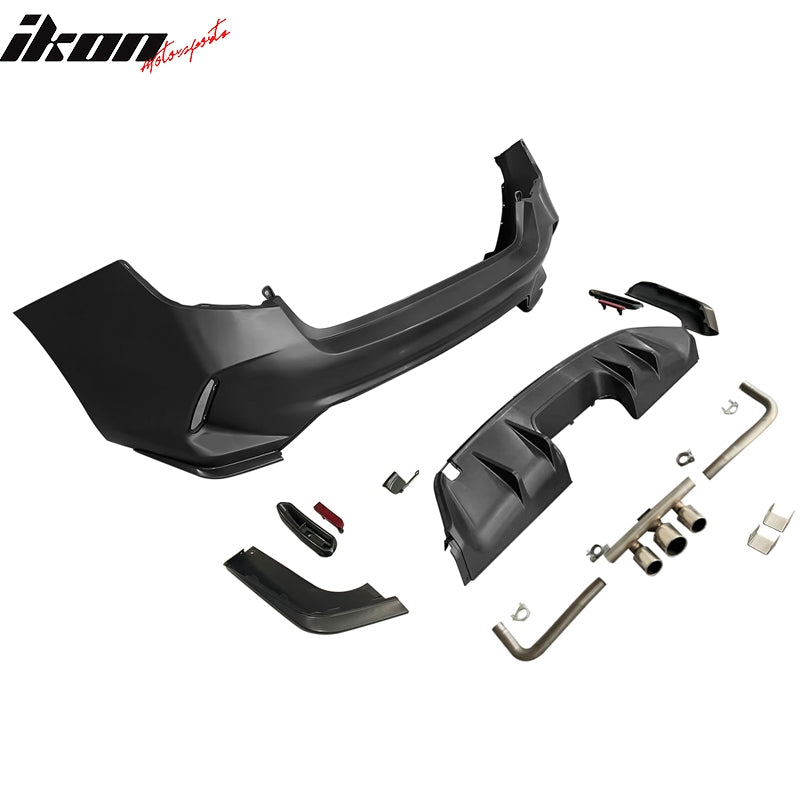 Fits 22-26 Civic EX Touring Rear Bumper Type R Style + Diffuser + Exhaust Pipe