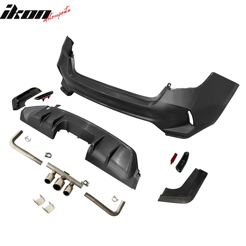 Fits 22-26 Civic EX Touring Rear Bumper Type R Style + Diffuser + Exhaust Pipe