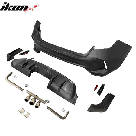 Fits 22-26 Civic EX Touring Rear Bumper Type R Style + Diffuser + Exhaust Pipe