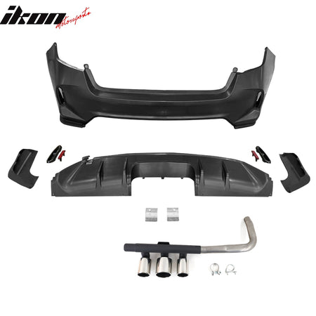 Fits 22-26 Honda Civic LX Sport Rear Bumper Type R Style +Diffuser +Exhaust Pipe