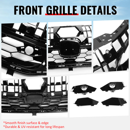 Fits 22-24 Honda Civic Sedan Gloss Black Si Style Upper Mesh Grille Grill ABS