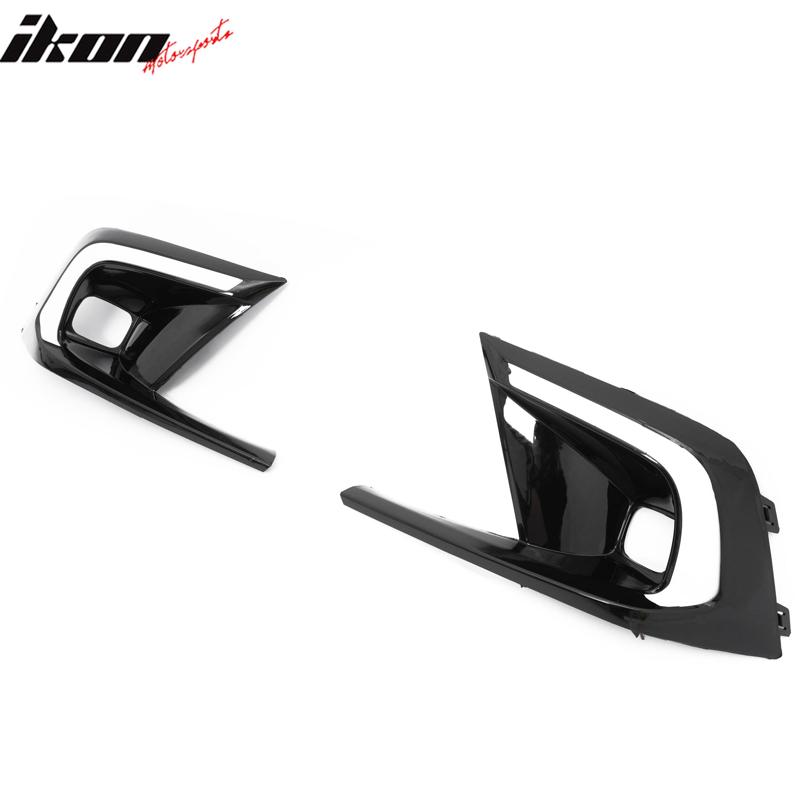 IKON MOTORSPORTS Fog Light Covers / Trim, Compatible with 2022-2024 Honda Civic 11th Gen Sedan Hatchback, OE Style Gloss Black ABS Fog Lamp Decoration Bezel W/ LED Yellow Switchback Turn Signal 1Pair