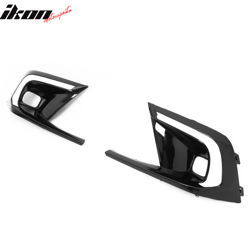 IKON MOTORSPORTS Fog Light Covers / Trim, Compatible with 2022-2024 Honda Civic 11th Gen Sedan Hatchback, OE Style Gloss Black ABS Fog Lamp Decoration Bezel W/ LED Yellow Switchback Turn Signal 1Pair