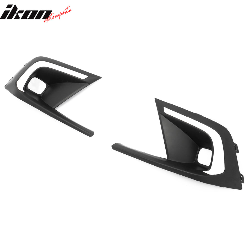 IKON MOTORSPORTS Fog Light Covers / Trim, Compatible with 2022-2024 Honda Civic 11th Gen Sedan Hatchback, OE Style Matte Black ABS Fog Lamp Decoration Bezel W/ LED Yellow Switchback Turn Signal 1Pair