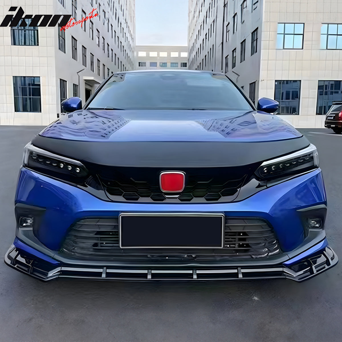 KARPAL Front Bumper Upper Grille For 2022-2024 Honda Civic Sedan - Type Si Style Matte & Gloss Black