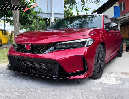 IKON MOTORSPORTS, Front Grille Molding Compatible With 2022-2026 Honda Civic SI & Hatchback, OE Replacement Unpainted Front Upper Panel Garnish Trim Bodykit