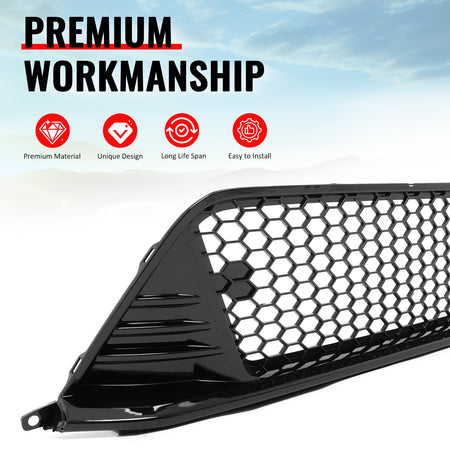 Fits 22-24 Honda Civic Type R Style Front Grille LED Foglight Bezels Gloss Black