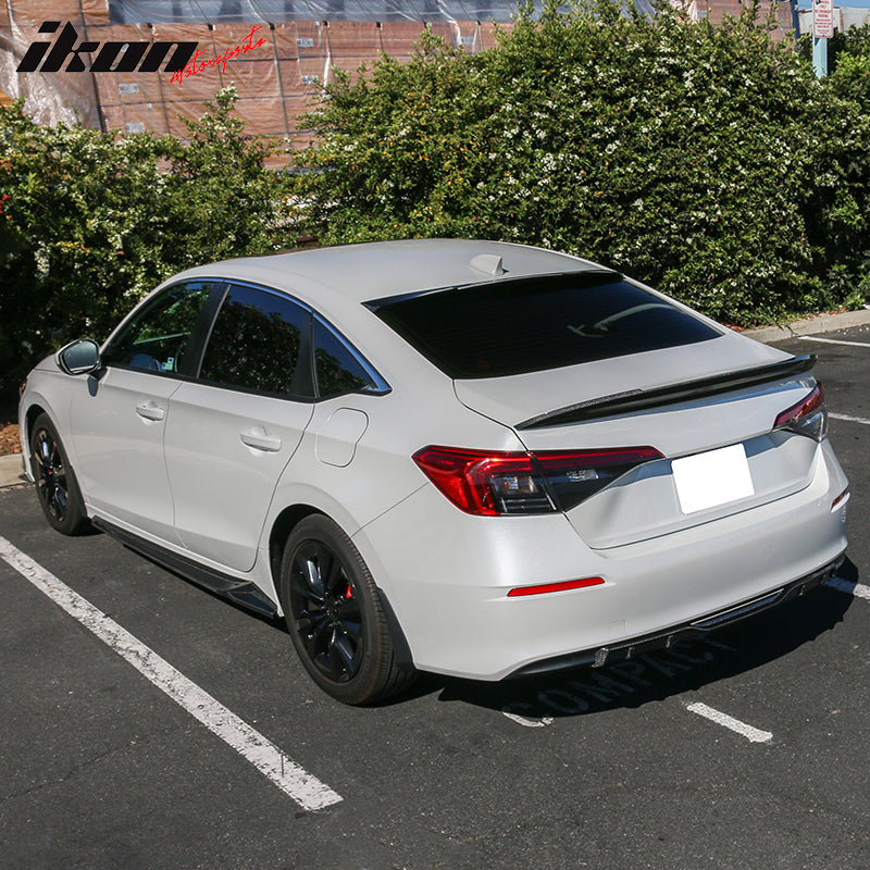 Fits 22-26 Honda Civic Sedan HPD Style Carbon Fiber Rear Bumper Lip Diffuser Fin