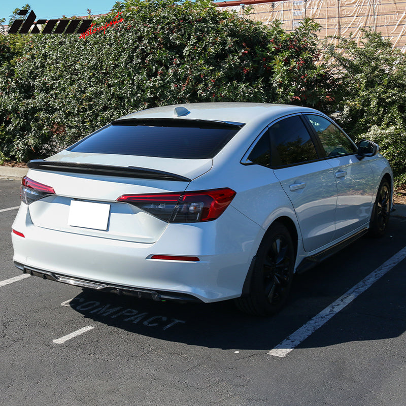 Fits 22-26 Honda Civic Sedan HPD Style Carbon Fiber Rear Bumper Lip Diffuser Fin